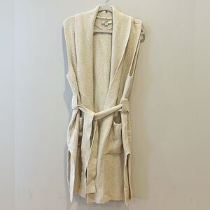 LOFT Beige Knit wool Cardigan with Belt XXL